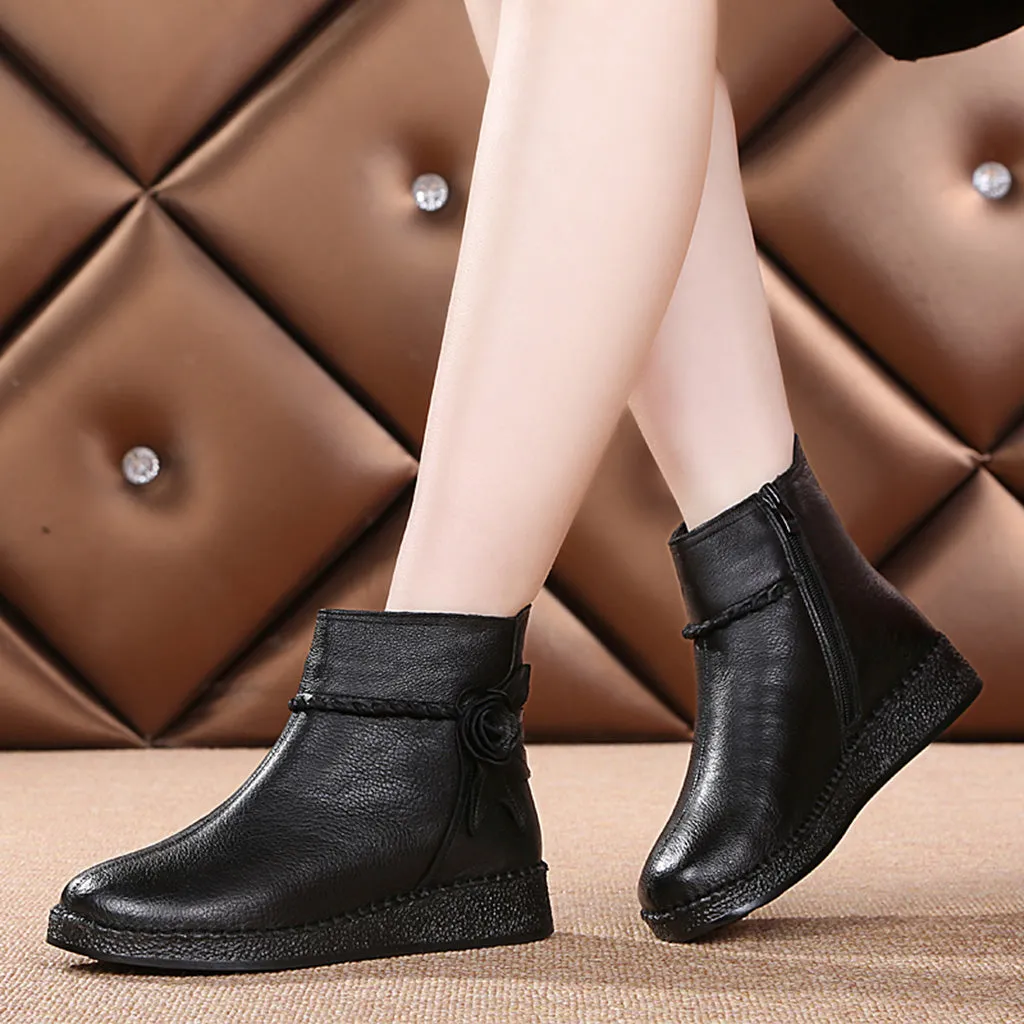 Autumn Winter Leather Retro Short Boots | Gift Shoes 36-41